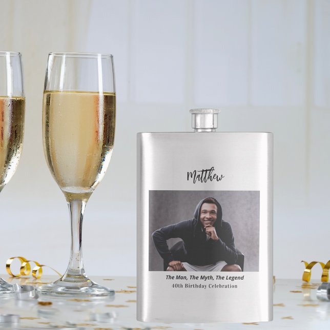 Birthday photo man myth legend name fun hip flask (Creator Uploaded)