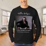 Birthday photo man myth legend name fun T-Shirt<br><div class="desc">Personalize and add your own photo of the birthday boy/man.  Personalize and add a name,  age 40 and a text.  Text: The Man,  The Myth,  The Legend.</div>