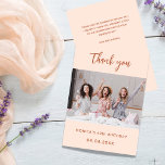 Birthday photo peach simple thank you card<br><div class="desc">A modern birthday Thank You photo card.  A peach coloured background.  Personalize and add your photo and thank you note.</div>