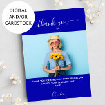 Birthday photo royal blue thank you card<br><div class="desc">A royal blue background.  Personalize and add your photo and thank you note.</div>