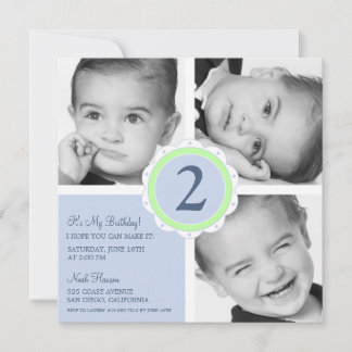 Birthday Photo Squares Invitation