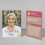 Birthday Photo & Stats All-Star Mom Baseball Card<br><div class="desc">A fun personalized baseball card to give to your birthday party guest as a take home favour gift.  Personalized with their photo. On the back of the baseball card customize with their stats,  and highlights. Note all colours can be changed to suit your preference. Designed by Moodthology Papery</div>