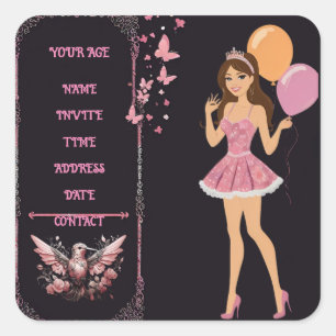 Birthday photo template you can fully personalise  square sticker