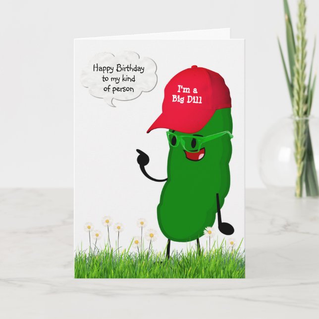 Birthday Pickle In a Red Ball Cap Card (Front)