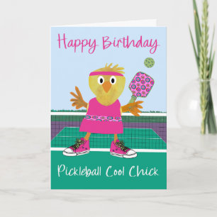 Birthday Pickleball Cool Chick Card