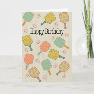 Birthday Pickleball Rackets and Balls Card