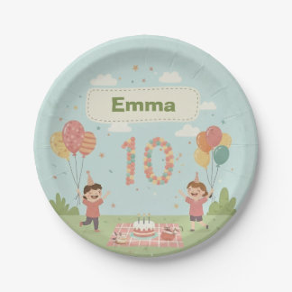 Birthday Picnic, Cute Retro Style Paper Plate