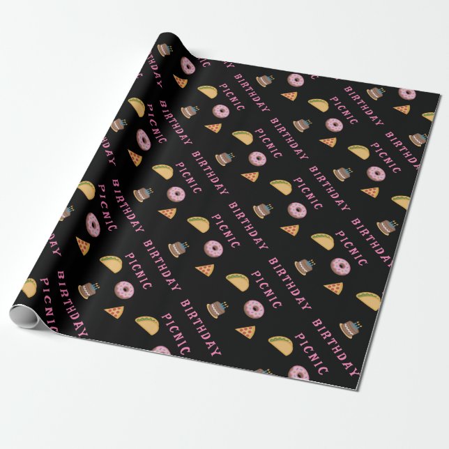 Birthday Picnic Party Wrapping Paper (Unrolled)