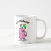 Birthday Pig cartoon | choose background colour