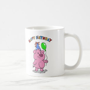 Birthday Pig cartoon   choose background colour Coffee Mug