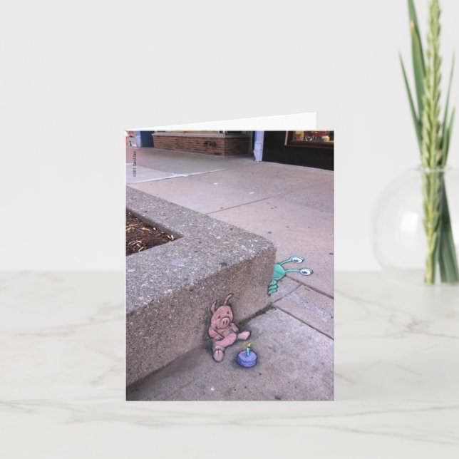 birthday pig surprise greeting card (Front)