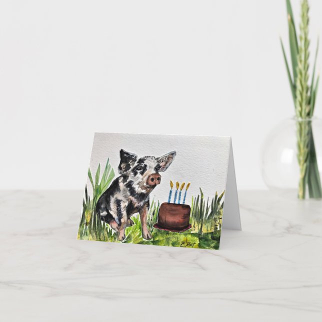 Birthday Piggie Thank You Card (Front)