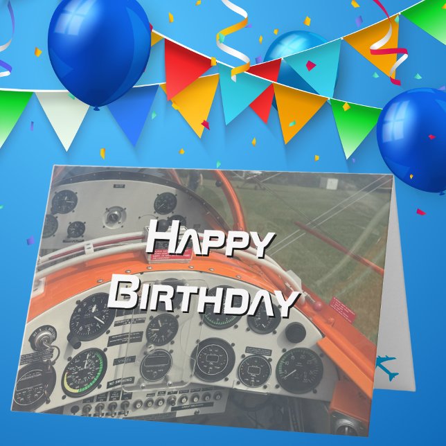 Birthday Pilot Airplane cockpit photo Fun Aviation Card (Creator Uploaded)