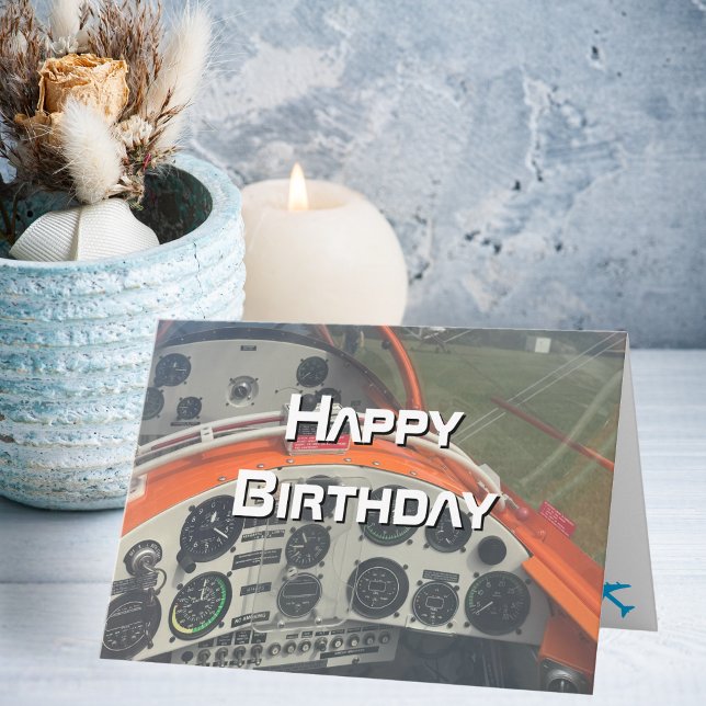 Birthday Pilot Airplane cockpit photo Fun Aviation Card (Creator Uploaded)