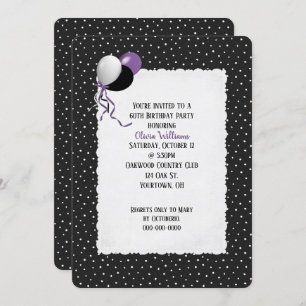 birthday pin dots on black pattern invitation