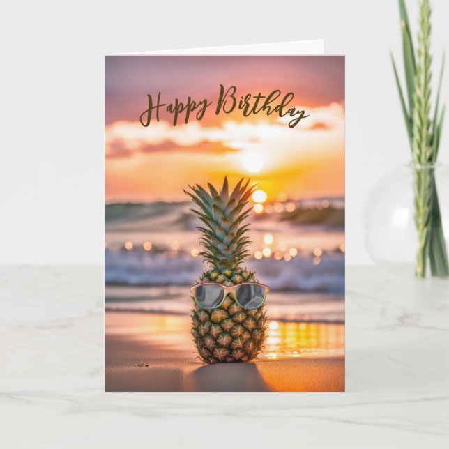 Birthday Pineapple With Sunglasses Card (Front)