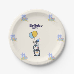 birthday pinguin paper plate