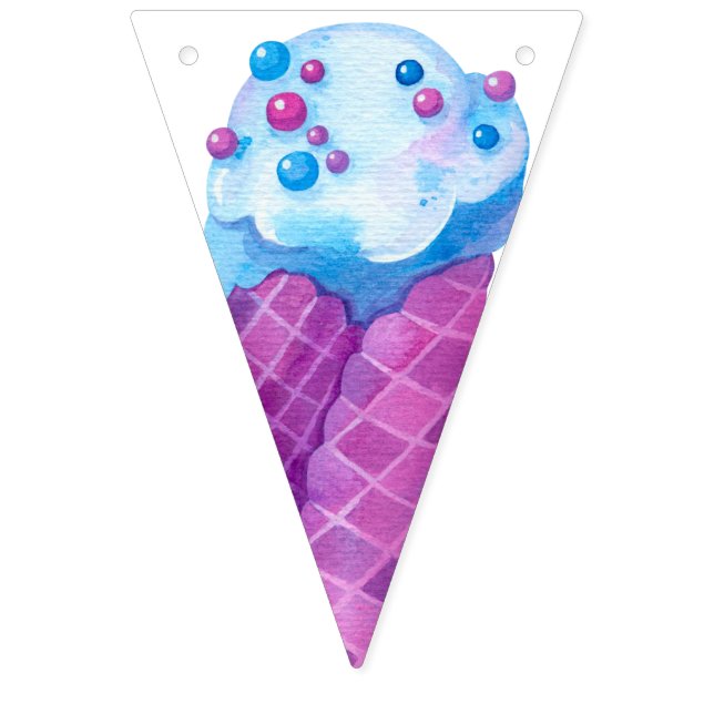 Birthday Pink Blue Ice Cream Cones Party Bunting Flags (Fifth Flag)
