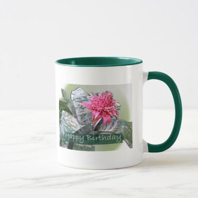 Birthday Pink Bromeliad Mug (Right)