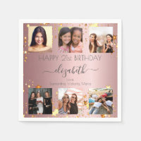 Birthday pink custom photo collage friends 