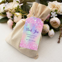 Birthday pink glitter holographic thank you