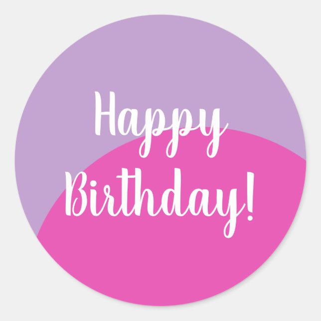 Birthday Pink Lilac Happy Birthday Classic Round Sticker (Front)