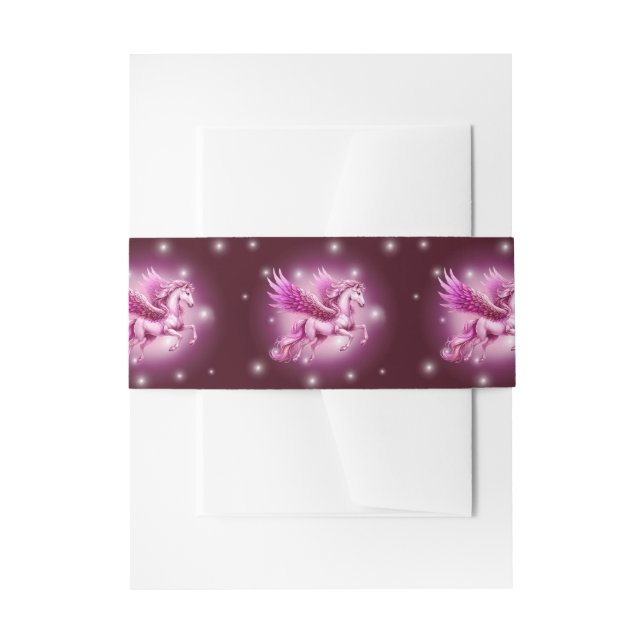Birthday Pink Pegasus Fantasy Design Invitation Belly Band (Front Example)