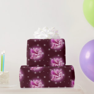Birthday Pink Pegasus Fantasy Design Wrapping Paper