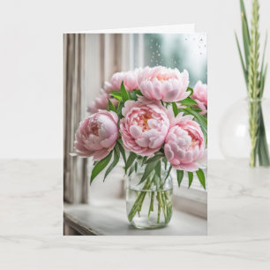 Birthday Pink Peony Bouquet Card
