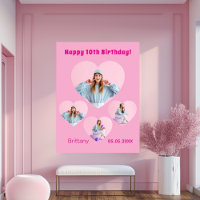 Birthday pink photo heart collage girl welcome