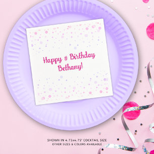 Birthday Pink Purple Confetti Dots Personalized Napkin
