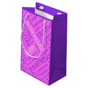 Birthday pink purple custom name small gift bag
