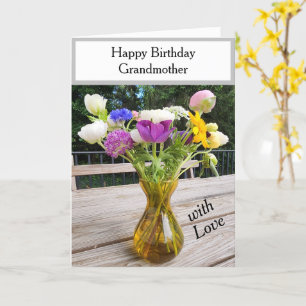Birthday Pink Purple Flowers Grandmother or Anyone Card