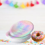 Birthday pink purple glitter holographic name paper plate<br><div class="desc">A girly trendy iridescent background with unicorn and rainbow pastel colours in pink,  purple,  rose gold,  mint green. Decorated with faux glitter drips in rose gold,  pink,  purple.  Personalize and add a name and age.  The word birthday is written with a modern hand lettered style script.</div>