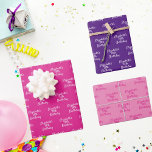 Birthday pink purple name girl wrapping paper sheet<br><div class="desc">Elegant,  classic,  glamourous and feminine style party wrapping paper sheets. 1 sheets with hot pink background colour,  1 sheet with pastel pink background and one in purple.
Personalize and add a name and age.</div>