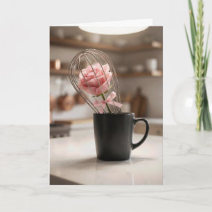Birthday Pink Rose In Wire Whisk Card