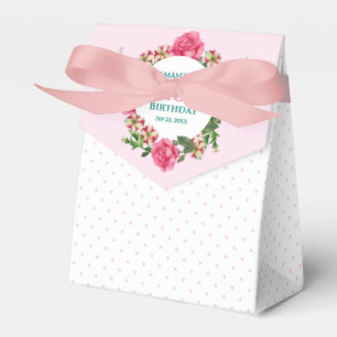 Birthday Pink Rose Red White Petunia Polka Dots Favor Box