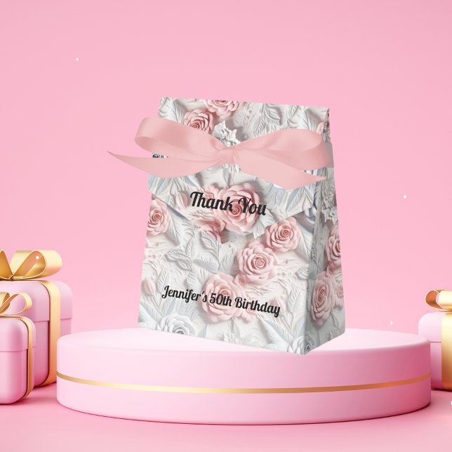 Birthday pink white flowers favor box (Creator Uploaded)