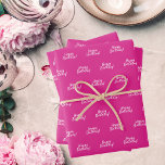 Birthday pink white girl wrapping paper sheet<br><div class="desc">Elegant,  classic,  glamourous and feminine style party wrapping paper sheets. A hot pink background,  white text.
Text: Happy Birthday!</div>