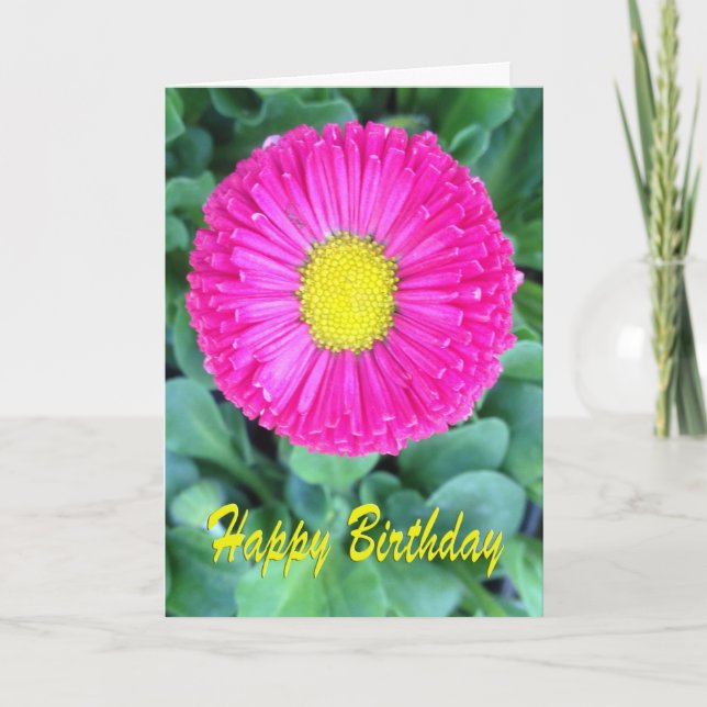 Birthday Pink & Yellow Flower Card (Front)