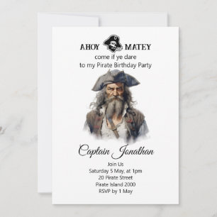 Birthday Pirate  Jolly Roger Invitation 