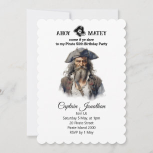 Birthday Pirate  Jolly Roger Invitation 