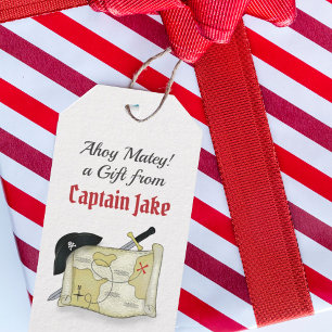 Birthday Pirate Map Kids Cute Boy Personalized Gift Tags