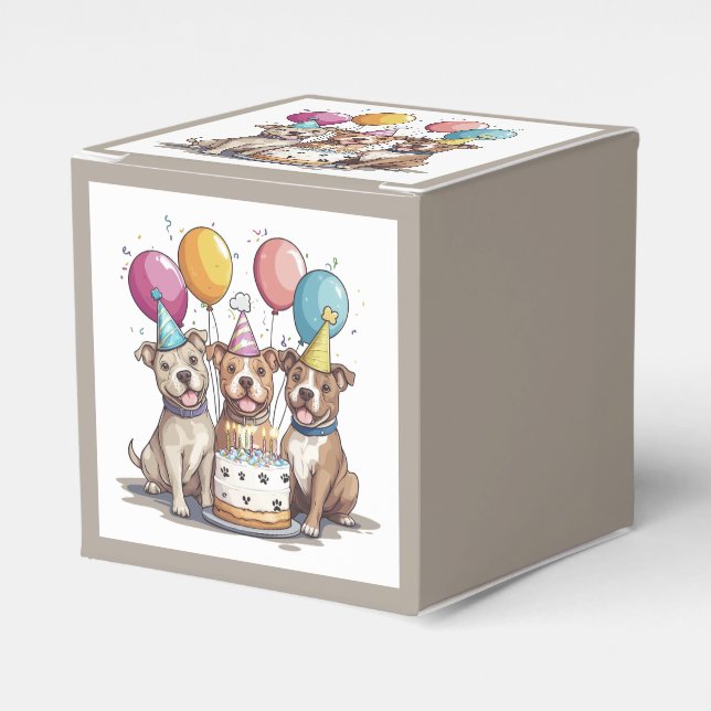 Birthday Pit Bull Dogs Favor Box (Front Side)