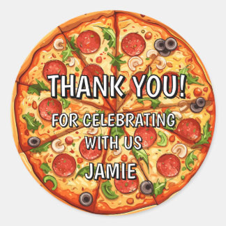 Birthday Pizza First Birthday  Classic Round Sticker