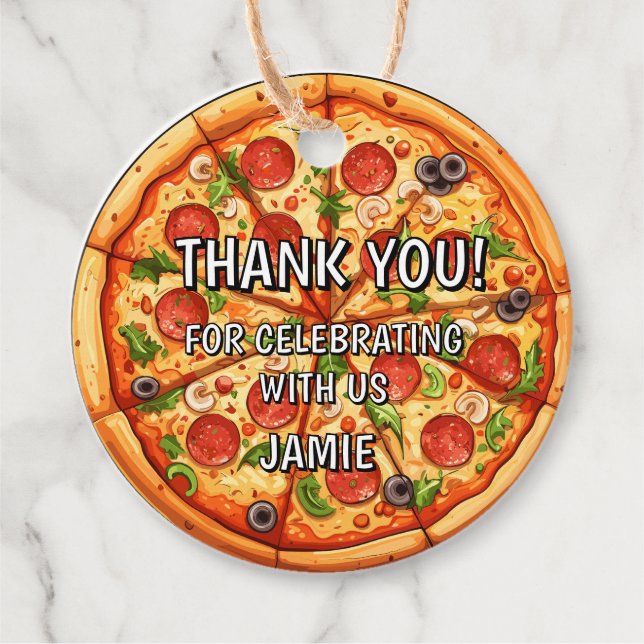 Birthday Pizza First Birthday  Favour Tags (Front)