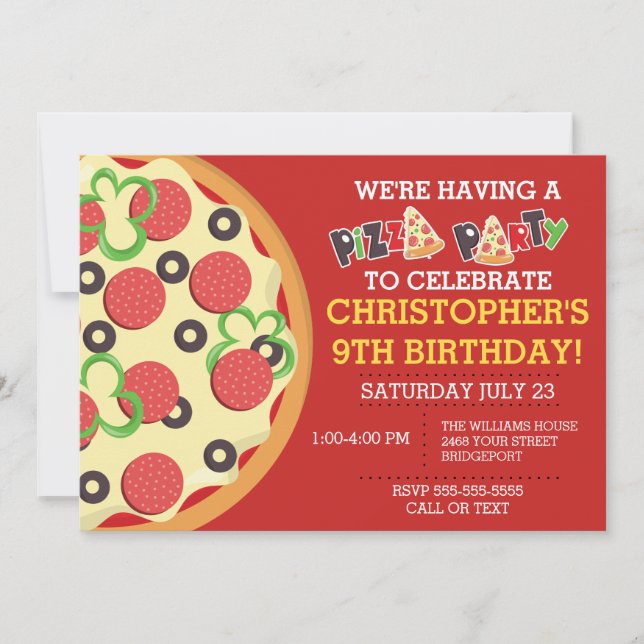 Birthday Pizza Party Invite (Front)