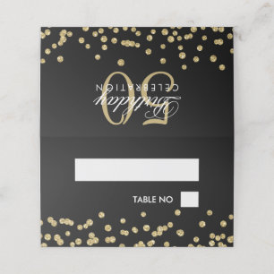 Birthday Placecards Gold Glitter Confetti Black