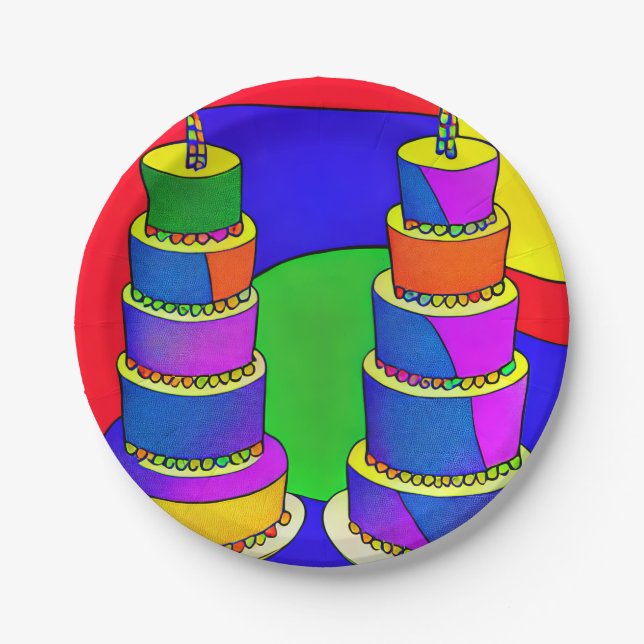 Birthday Plates with Cake Design (Front)
