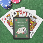 Birthday Poker Casino Party Personalized Playing Cards<br><div class="desc">Personalized poker party or casino themed birthday playing cards with your custom text. The design features playing cards, poker chips and card table green felt. The sample suggests WE'RE ALL IN TO CELEBRATE NAME'S AGE BIRTHDAY. Changes can be made in EDIT. ASSISTANCE: For help with design modification/personalization, colour change, transferring...</div>